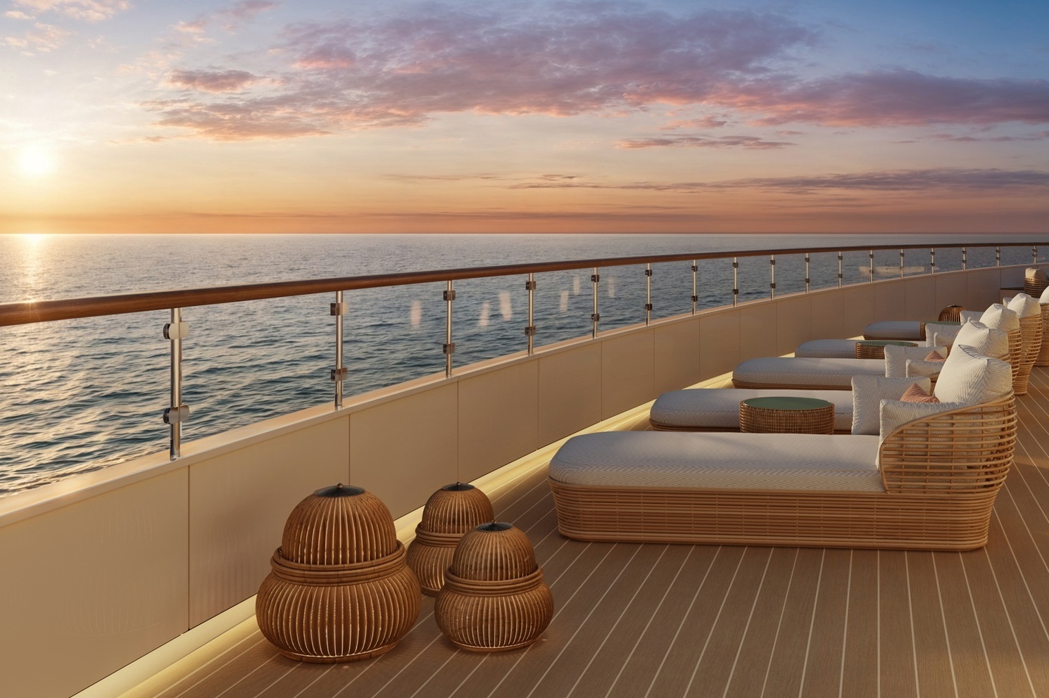 Horizon Lounge am Abend an Bord der Four Seasons Yachts