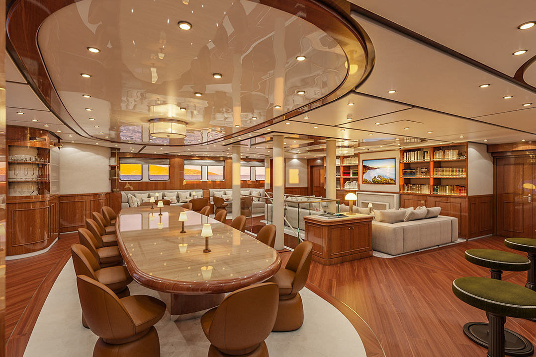 Main Saloon an Bord der Aqua Lares
