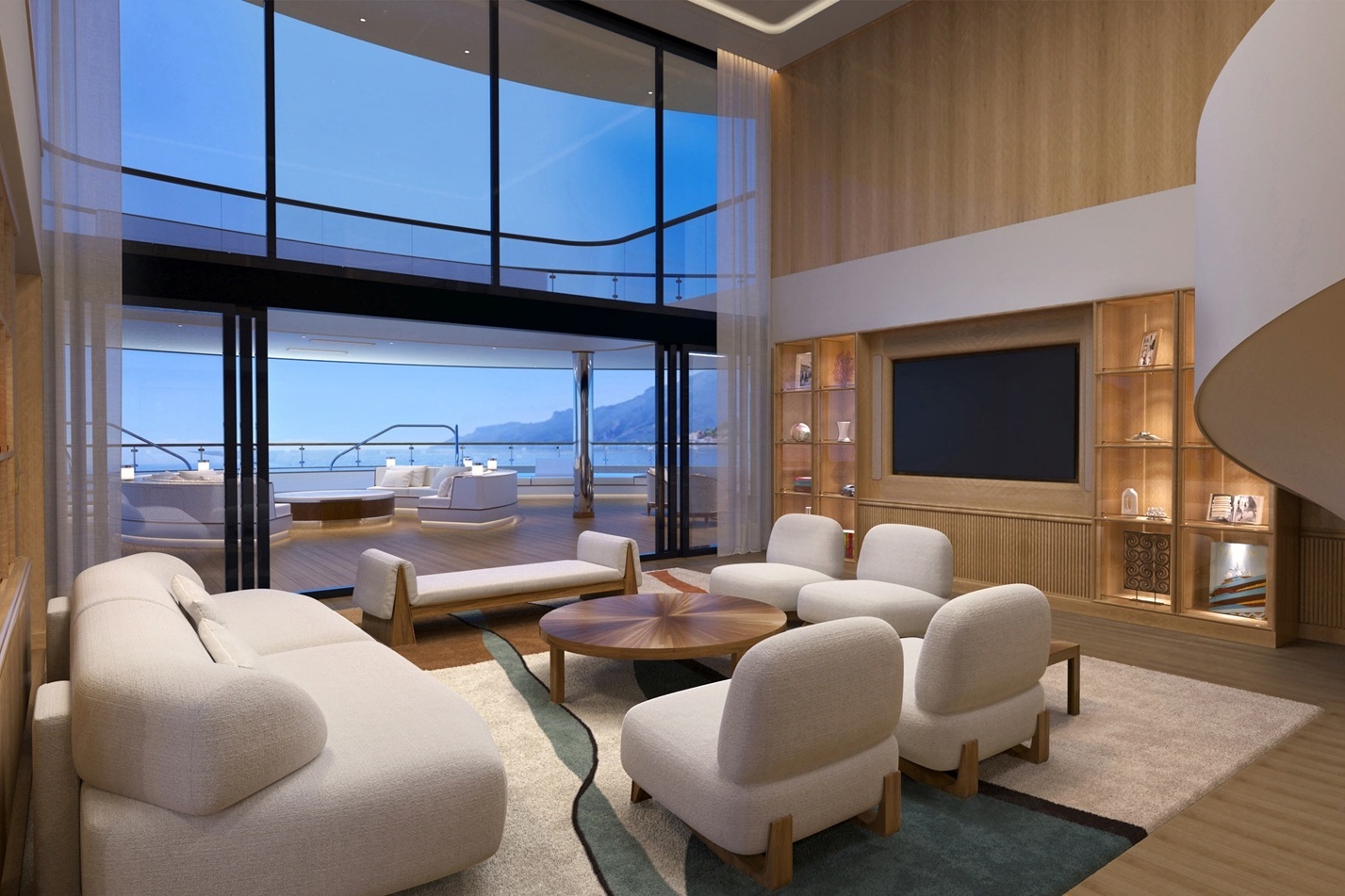 Wohnzimmer der Loft Suite an Bord der Four Seasons Yachts