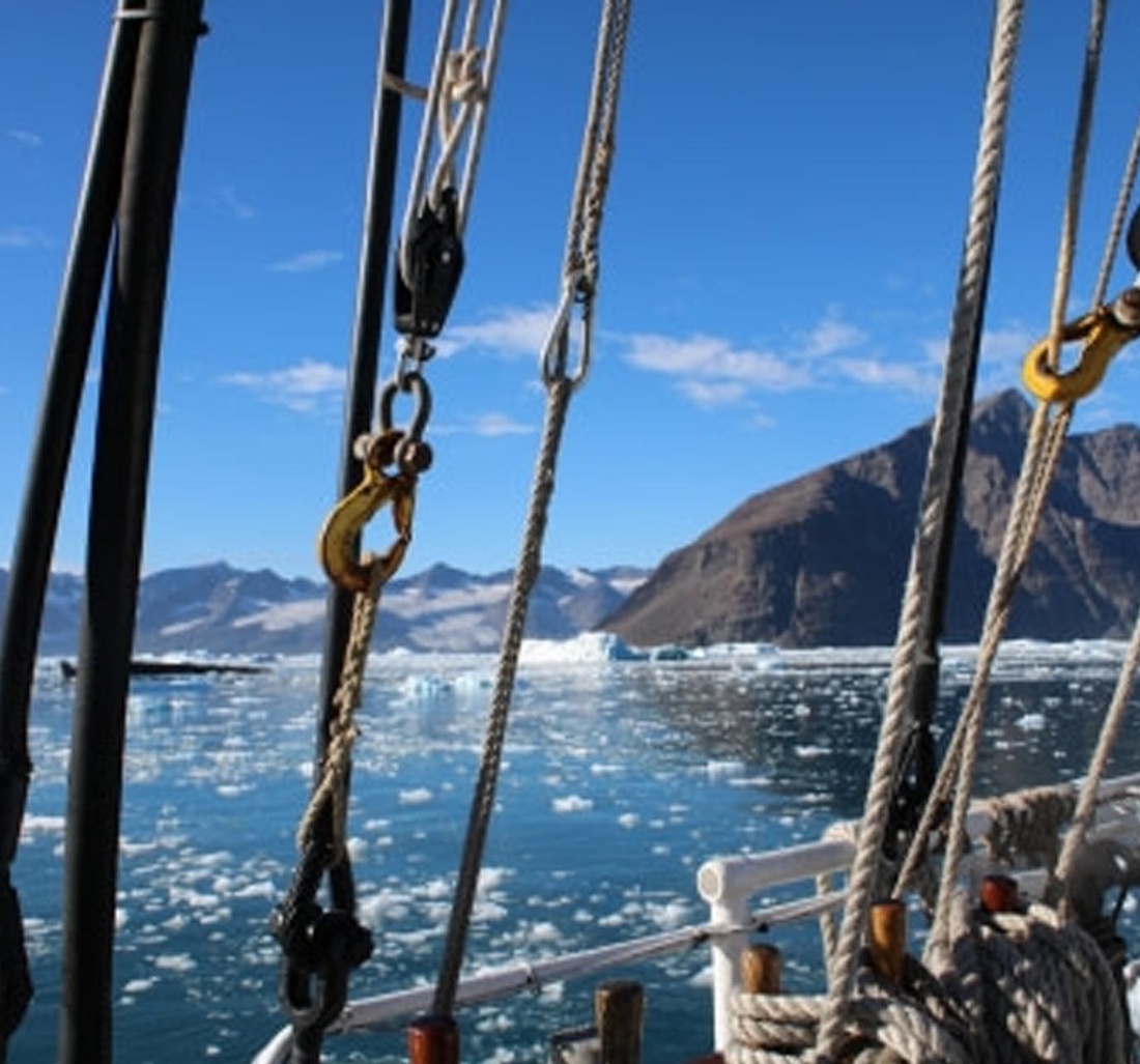 Eisblöcke die auf dem Wasser schwimmen.