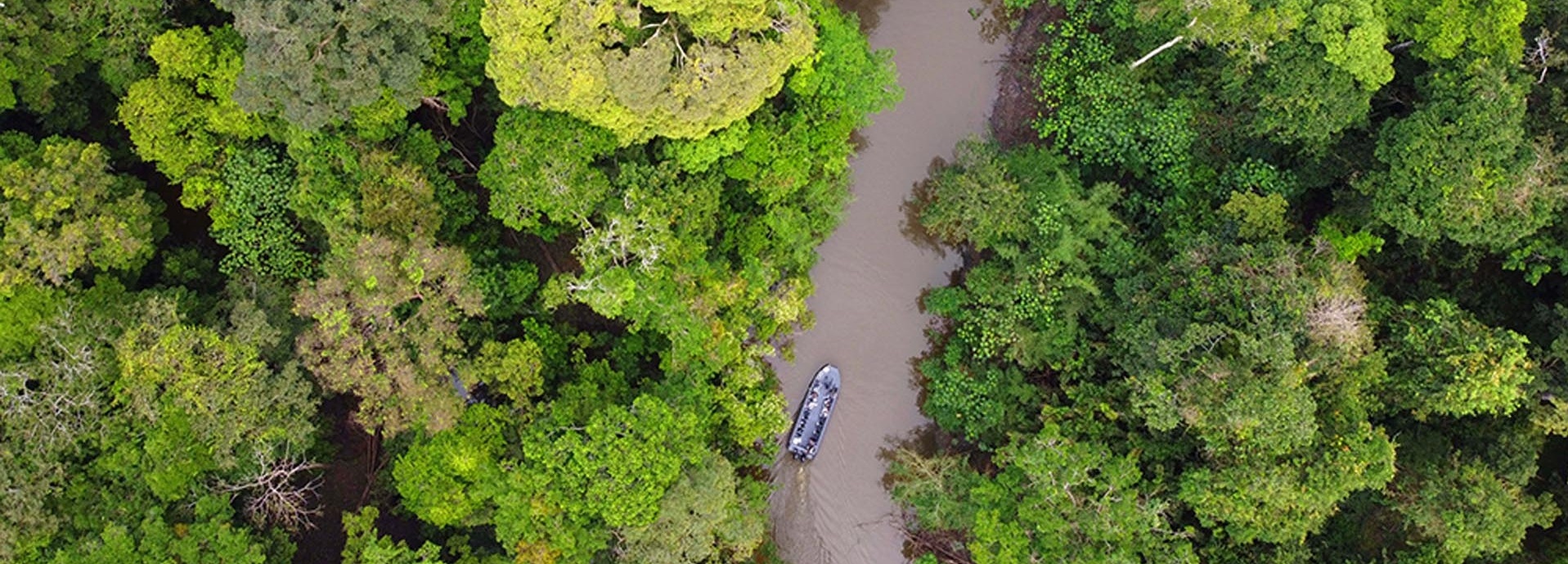 Ein Boot fährt durch einen Fluss.