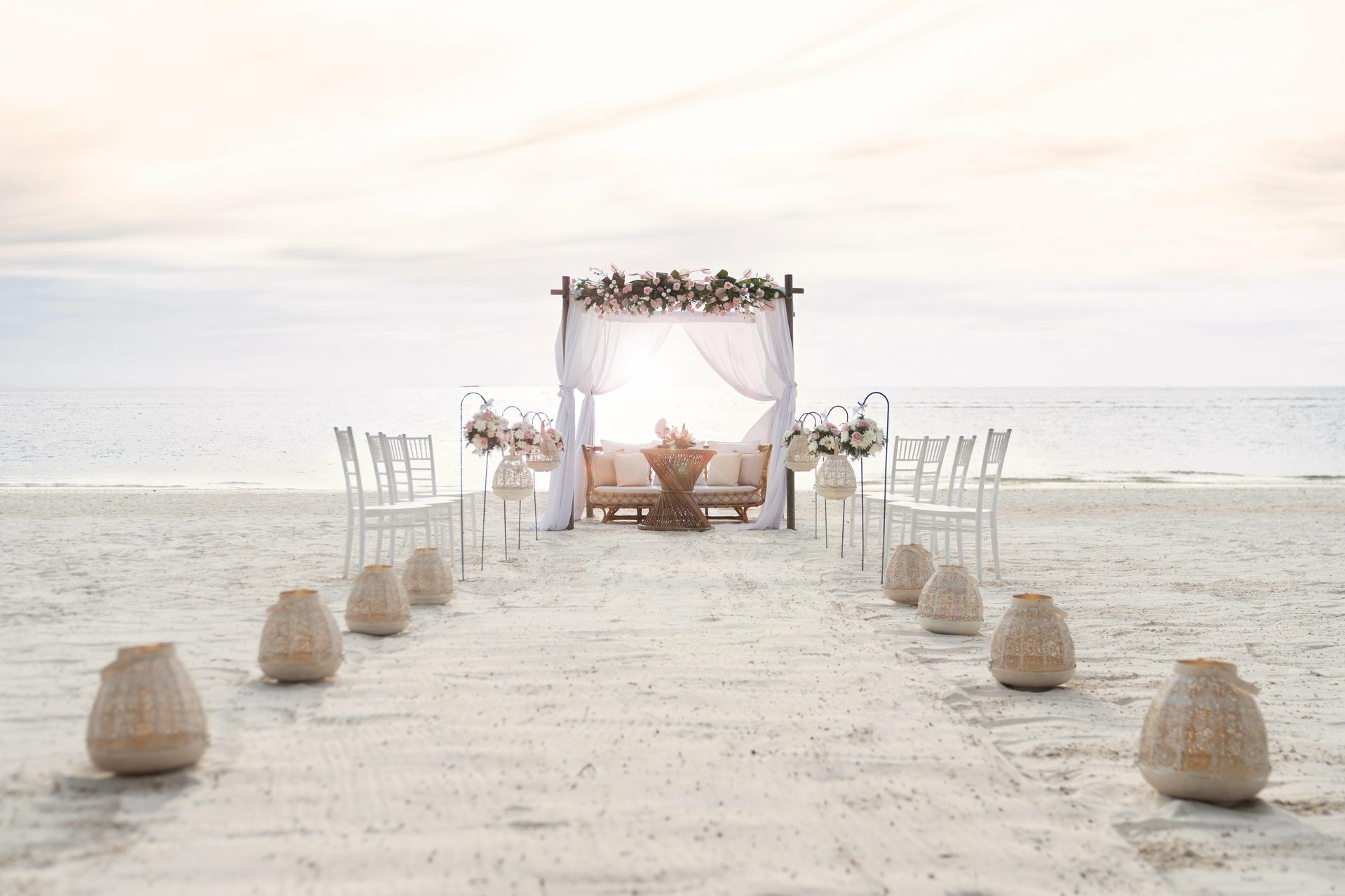 Dekoration für HOchzeit am Strand im Beachcomber Trou aux Biches
