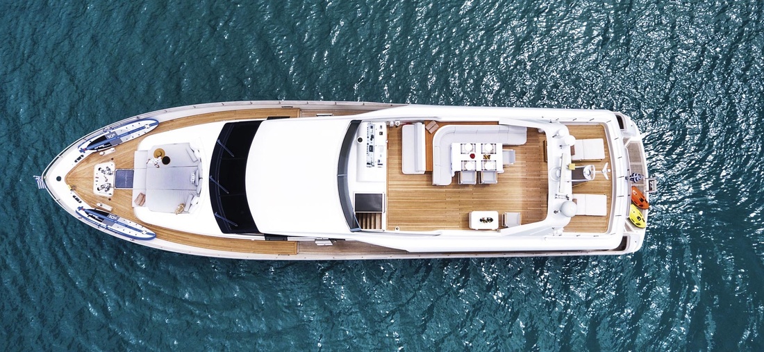 Luftaufnahme einer Yacht.