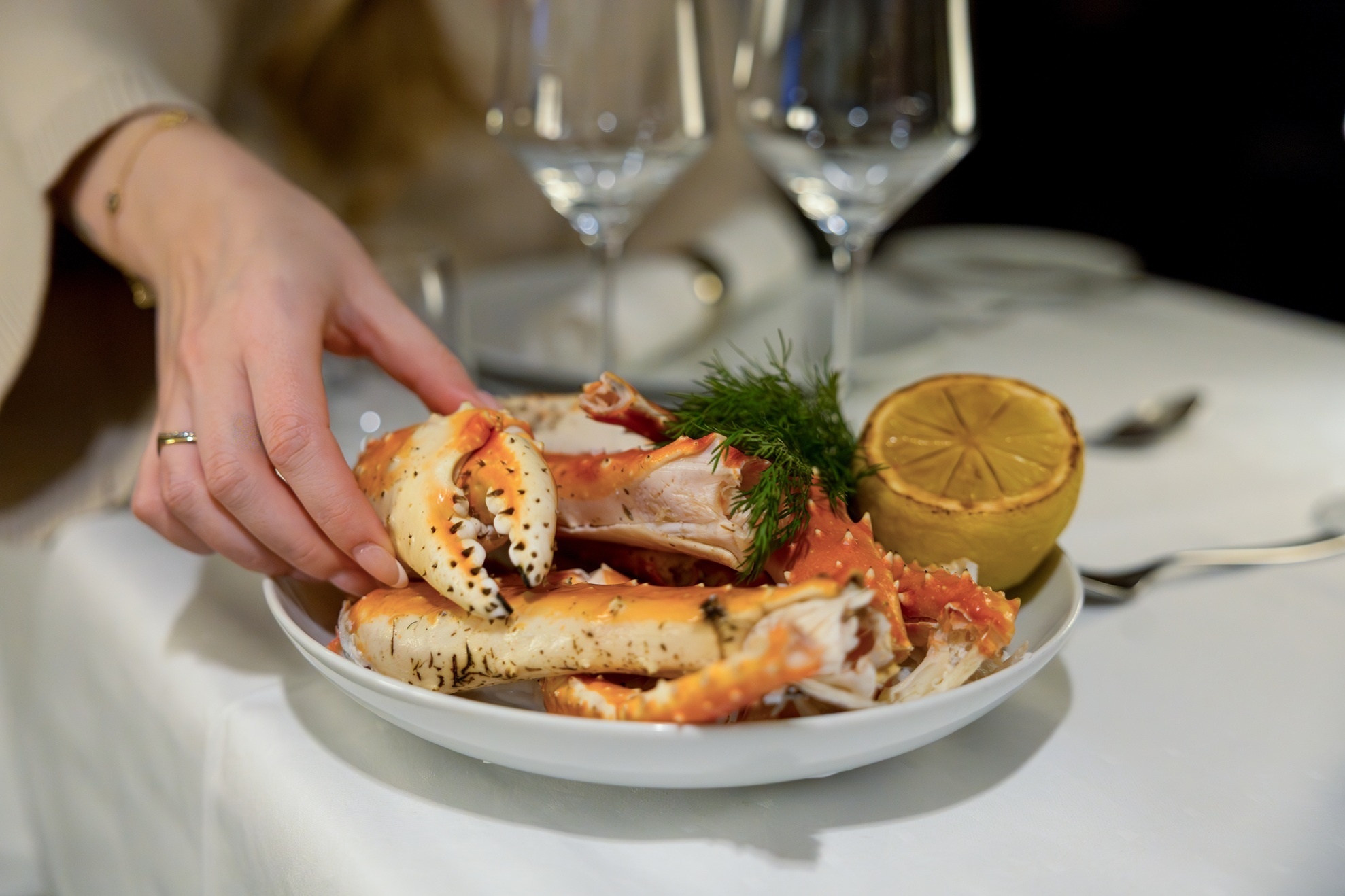 Abendessen an Bord von Havila