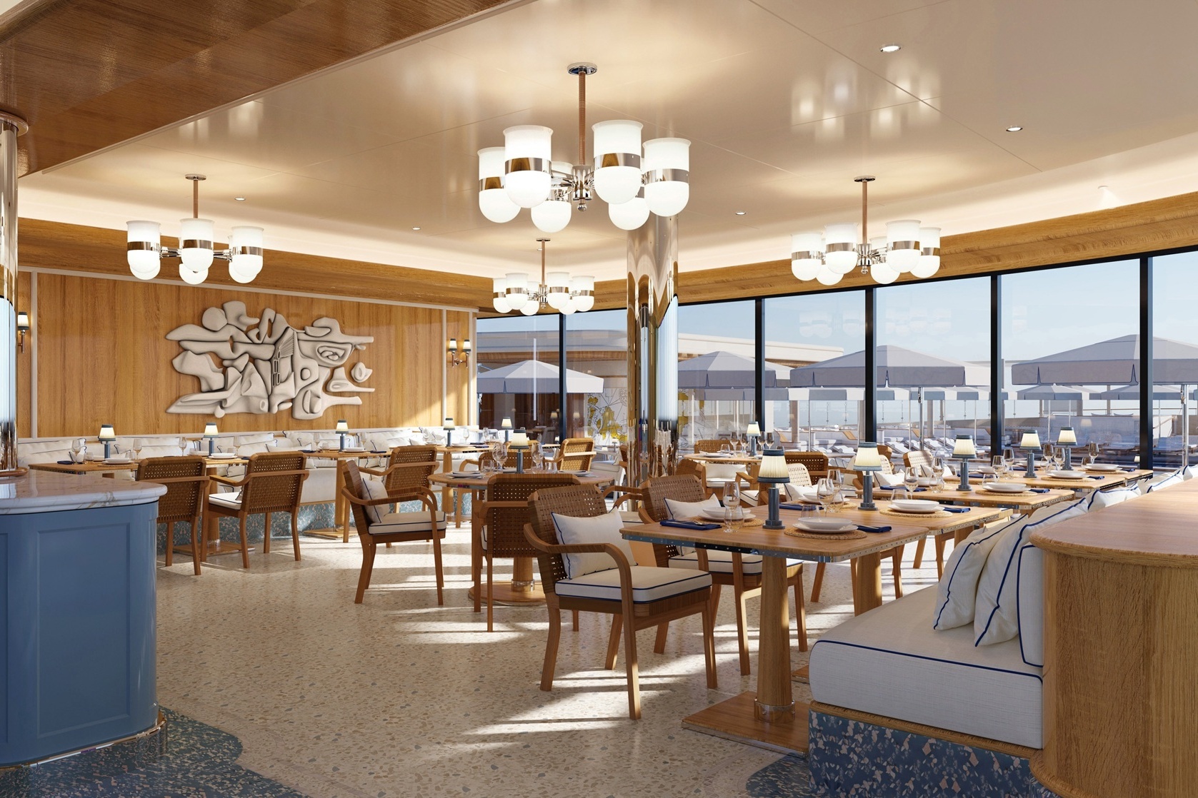 Restaurant an Bord der Four Seasons Yachts