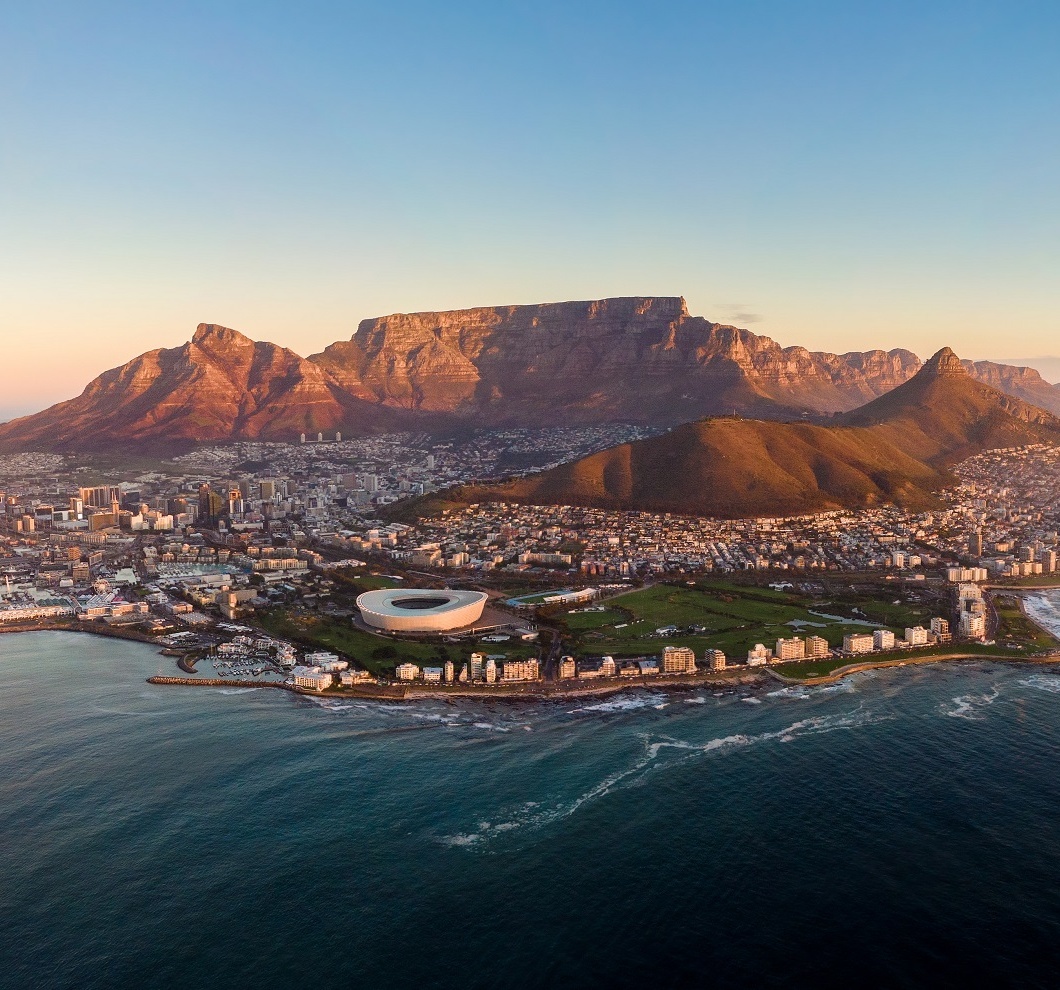 Panorama von Kapstadt aus dem Helikopter