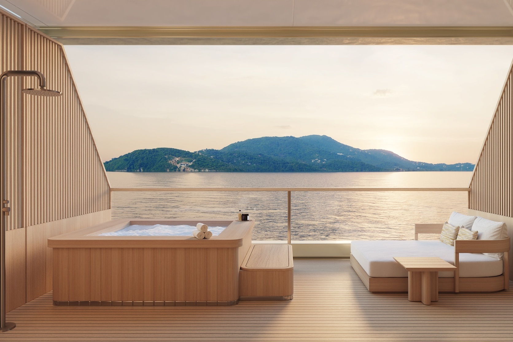 Wellnesssuite mit Jacuzzi an Bord der Amangati Aman at Sea